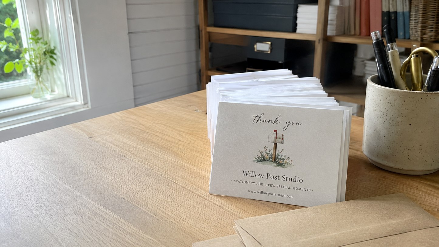 Custom printed thank you cards with logo