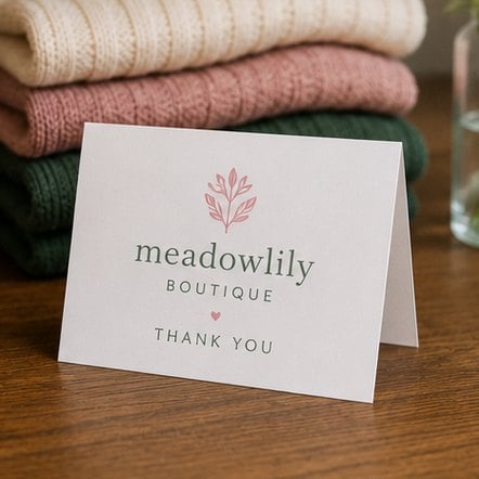 Customized thank you cards for boutiques and retail shops