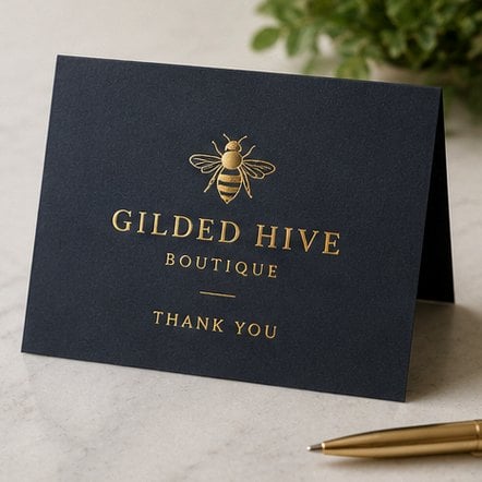 Foil-Stamped Thank You Cards with custom branding